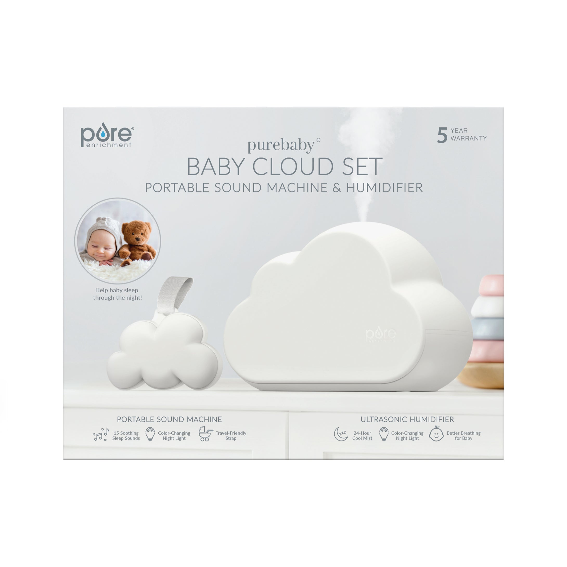 Baby Cloud Set Portable Sound Machine and Humidifier