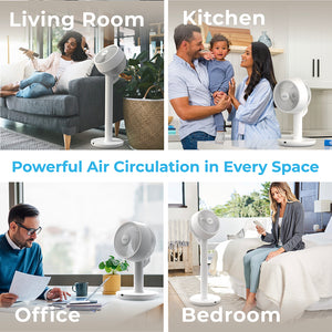 2-in-1 Circulating Floor & Desk Fan | Powerful Air Circulation In Every Space - Living Room, Kitchen, Office, Or Bedroom