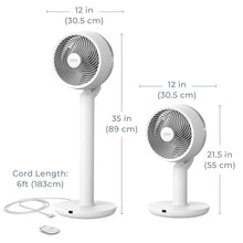 Load image into Gallery viewer, 2-in-1 Circulating Floor &amp; Desk Fan | Dimensions