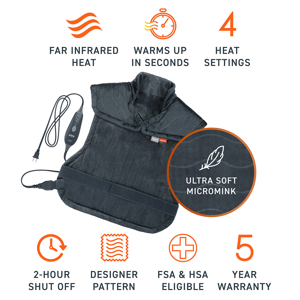 PureRelief™ Pro Far Infrared Back & Neck Heating Pad Pure Enrichment®