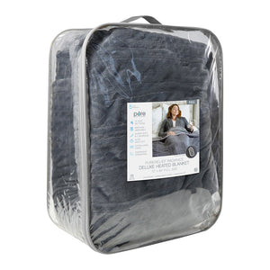 Pure Enrichment® PureRelief® Plush Heated Throw (50” x 60”) - 4 InstaHeat™  Settings, Soft Micromink & Sherpa Fabric, Machine Washable with Storage Bag