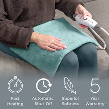 Load image into Gallery viewer, Pure Enrichment PureRelief Plush Designer Heating Pad (Aqua Stone) | Fast Heating, Automatic Shut-Off, Superior Softness, and 5 Year Warranty