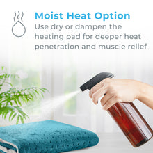 Load image into Gallery viewer, PureRelief® XL Electric Heating Pad - Turquoise Blue | Moist Heat Option - Use Dry Or Dampen The Heating Pad For Deeper Heat Penetration And Muscle Relief