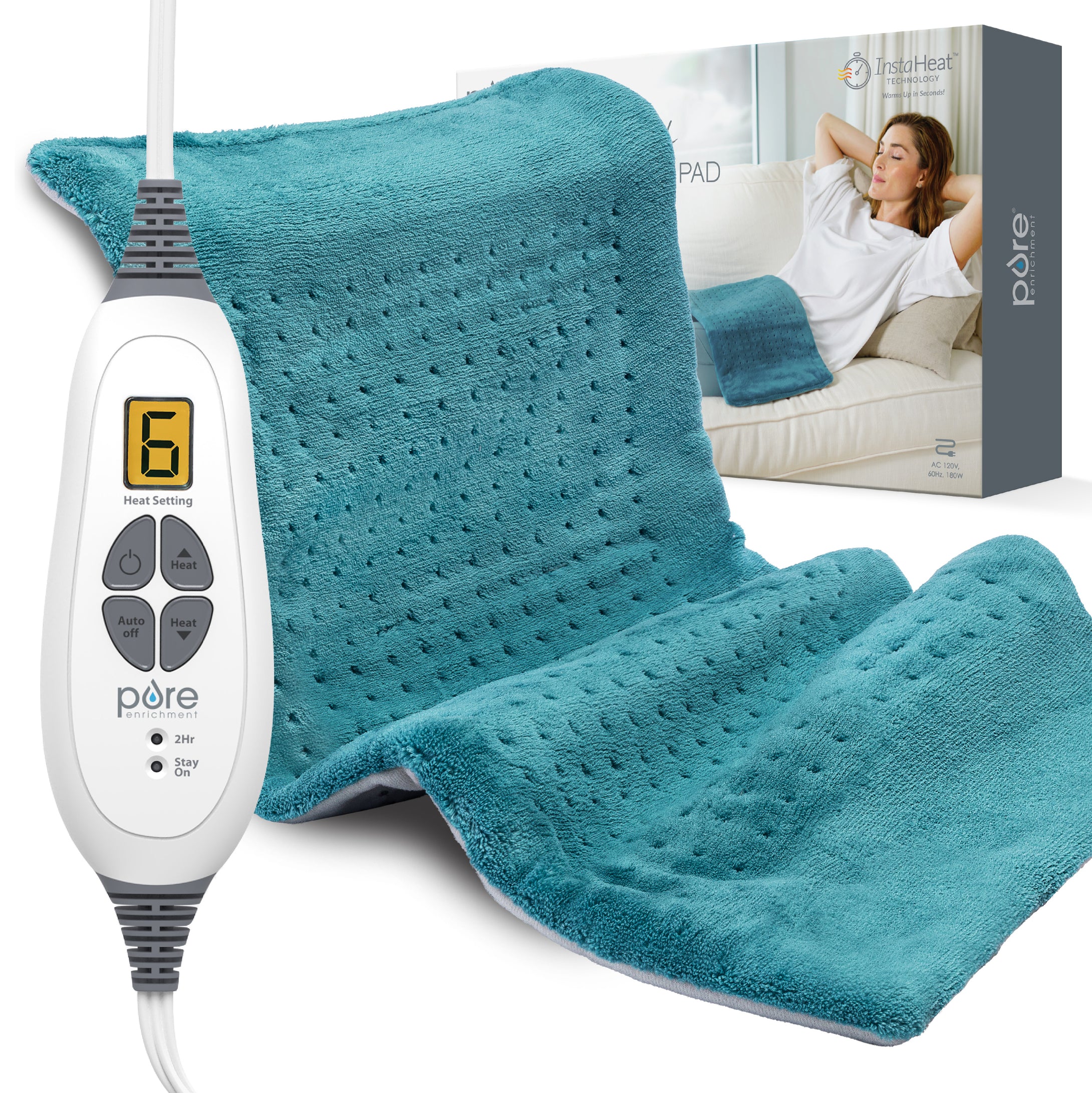 PureRelief® XL – King Size Heating Pad - Turquoise Blue