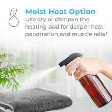 Load image into Gallery viewer, PureRelief® XL Electric Heating Pad - Charcoal Gray | Moist Heat Option - Use Dry Or Dampen The Heating Pad For Deeper Heat Penetration And Muscle Relief