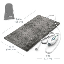 Load image into Gallery viewer, PureRelief® XL Electric Heating Pad - Charcoal Gray | Product Dimensions