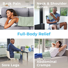 Load image into Gallery viewer, PureRelief® XL Electric Heating Pad - Zen Green | Enjoy Full-Body Relief Including Back Pain, Neck &amp; Shoulder Aches, Sore Legs, And Abdominal Cramps