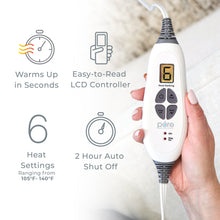 Load image into Gallery viewer, PureRelief® XL Electric Heating Pad - Zen Green | Warms Up In Seconds, Easy-To-Read LCD Controller, 6 Heat Settings, And 2 Hour Auto Shut Off
