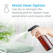 Load image into Gallery viewer, PureRelief® XL Electric Heating Pad - Zen Green | Moist Heat Option - Use Dry Or Dampen The Heating Pad For Deeper Heat Penetration And Muscle Relief