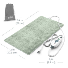 Load image into Gallery viewer, PureRelief® XL Electric Heating Pad - Zen Green | Product Dimensions