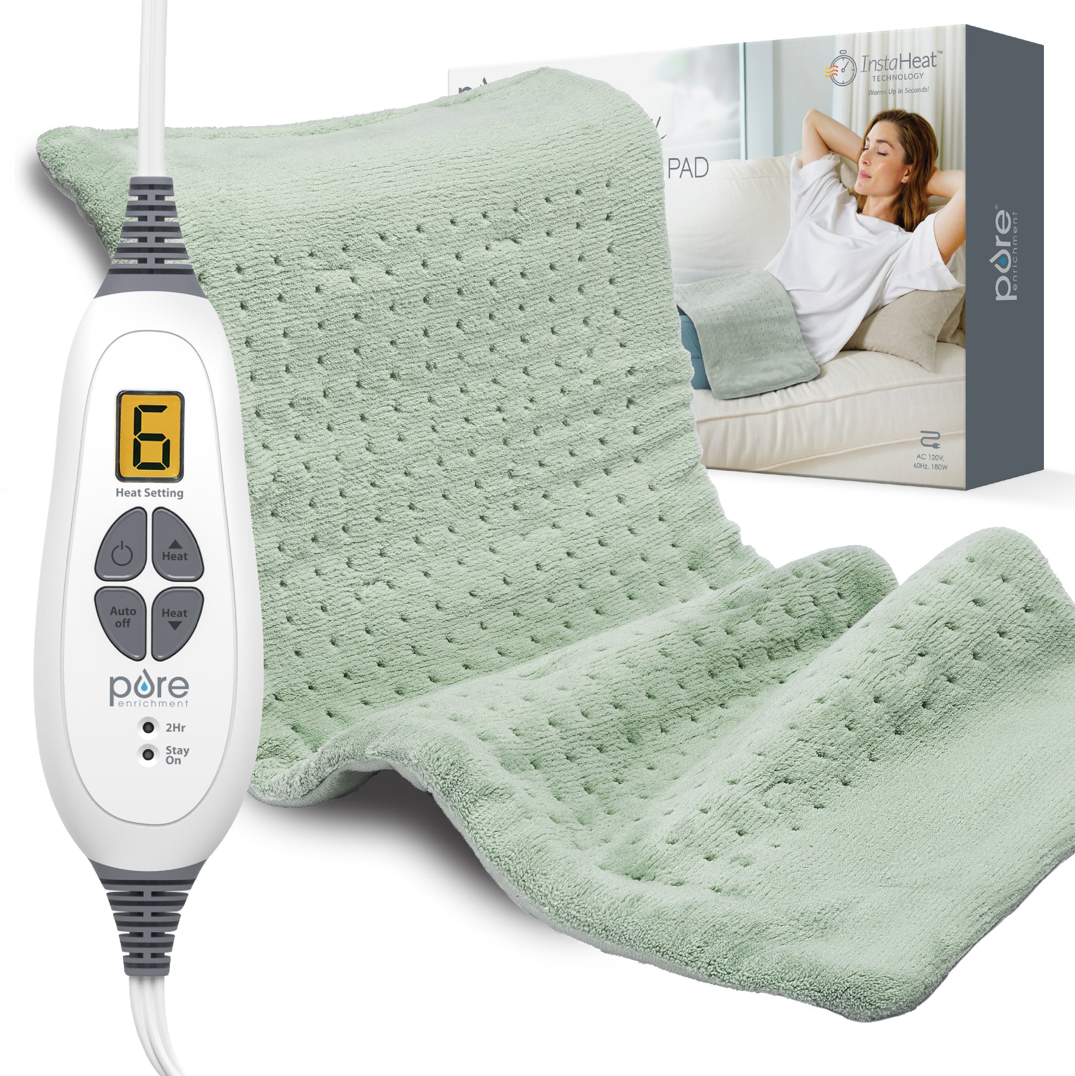 PureRelief® XL – King Size Heating Pad - Zen Green