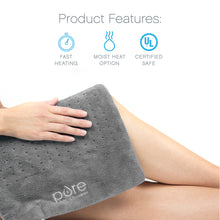 Load image into Gallery viewer, PureRelief® Deluxe Heating Pad - Gray - Features Fast Heating, Moist Heat Option, And Certified Safe