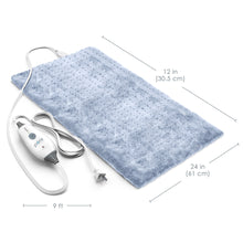 Load image into Gallery viewer, PureRelief® Deluxe Heating Pad - Rain Blue - Dimensions