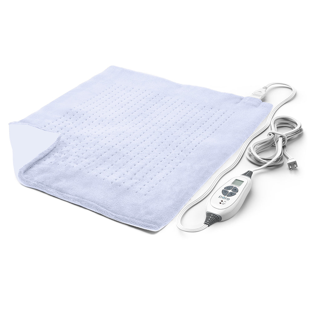 PureRelief® XXL Ultra-Wide Microplush Heating Pad | Periwinkle Powder | Pure Enrichment® Official Site