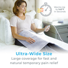 Load image into Gallery viewer, PureRelief® XXL Ultra-Wide Microplush Heating Pad - Periwinkle Powder