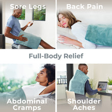 Load image into Gallery viewer, PureRelief® XXL Ultra-Wide Microplush Heating Pad - Sea Glass | Enjoy Full-Body Relief Including Back Pain, Shoulder Aches, Sore Legs, And Abdominal Cramps