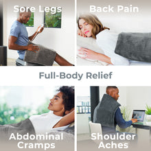 Load image into Gallery viewer, PureRelief® XXL Ultra-Wide Microplush Heating Pad - Gray | Enjoy Full-Body Relief Including Back Pain, Shoulder Aches, Sore Legs, And Abdominal Cramps