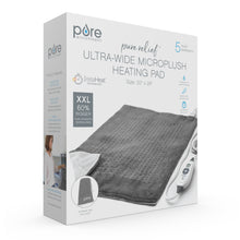 Load image into Gallery viewer, PureRelief® XXL Ultra-Wide Microplush Heating Pad - Gray | Packaging