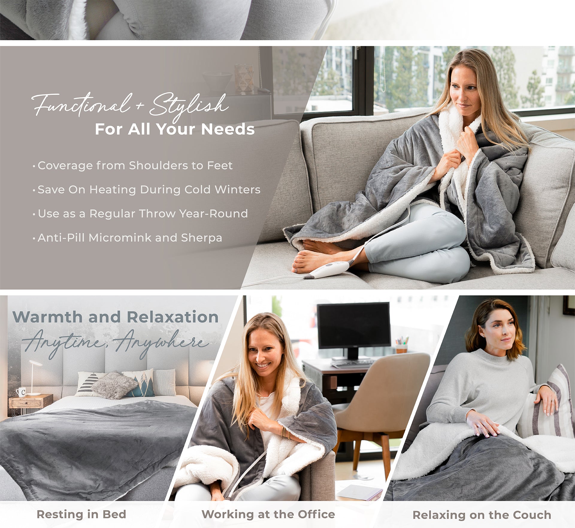 Pure enrichment purerelief plush heated throw hotsell