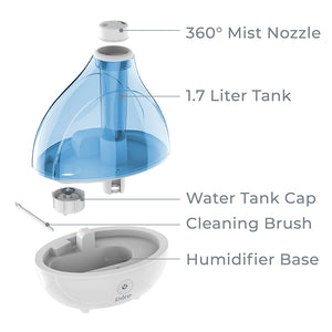 mistaire XL ultrasónico Cool Mist humidificador para grandes habitaciones –  1-Gallon tanque de agua con control de niebla Variable, apagado