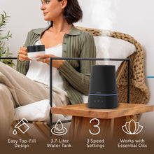 Load image into Gallery viewer, HUME™ Max Top Fill Humidifier - Black | Easy Top-Fill Design, 3.7-Liter Water Tank, 3 Speed Settings, And Works With Essential Oils