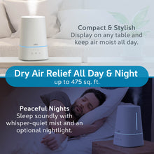 Load image into Gallery viewer, HUME™ Max Top Fill Humidifier - White | Dry Air Relief All Day &amp; Night Up To 475 Sq. Ft | Compact &amp; Stylish - Display On Any Table And Keep Air Moist All Day | Peaceful Nights - Sleep Soundly With Whisper-Quiet Mist And An Optional Nightlight