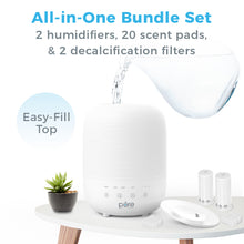 Load image into Gallery viewer, HUME™ Sense 2-Pack Bundle - 2 Humidifiers, 2 Filters, &amp; 20 Scent Pads | Pure Enrichment®