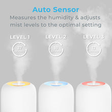 Load image into Gallery viewer, HUME™ Sense Top Fill Humidifier - Auto Sensor - Measures The Humidity &amp; Adjusts Mist Levels to The Optimal Setting | Level 1, 2, and 3