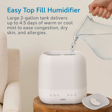 Load image into Gallery viewer, HUME™ Sense Warm &amp; Cool Mist Top Fill Humidifier - Easy Top Fill Humidifier - Large 2-Gallon Tank Delivers Up To 4.5 Days Of Warm Or Cool Mist To Ease