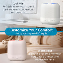Load image into Gallery viewer, HUME™ Sense Warm &amp; Cool Mist Top Fill Humidifier - Customize Your Comfort For Spaces Up To 600 sq. ft. - Cool Mist &amp; Warm Mist