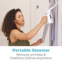 Load image into Gallery viewer, PureSteam™ Portable Fabric Steamer - White | Remove wrinkles and freshens clothes anywhere