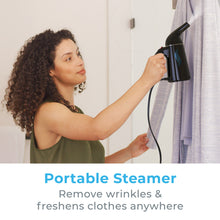Load image into Gallery viewer, PureSteam™ Portable Fabric Steamer - Black | Remove wrinkles and freshens clothes anywhere