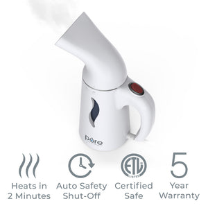 PureSteam™ Portable Fabric Steamer - White | Heats in 2 minutes with auto safety shut-off