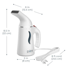 Load image into Gallery viewer, PureSteam™ Portable Fabric Steamer - White | Steamer dimensions
