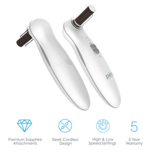 PurePedi™ Deluxe 10-Piece Pedicure Set - Premium Sapphire Attachments, Sleek Cordless Design, High & Low Speed Settings, And 5 Year Warranty