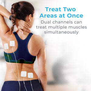 Pure Enrichment® PurePulse™ TENS Electronic Pulse Stimulator features dual channels that can treat multiple muscles simultaneously.