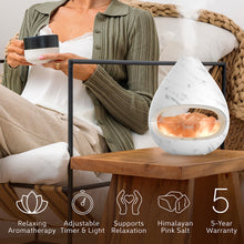 Load image into Gallery viewer, PureGlow™ Crystal Himalayan Salt Rock Lamp &amp; Essential Oil Diffuser - Marble | Relaxing Aromatherapy, Adjustable Timer &amp; Light, Supports Relaxation, Himalayan Pink Salt, And 5-Year Warranty