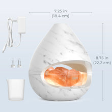 Load image into Gallery viewer, PureGlow™ Crystal Himalayan Salt Rock Lamp &amp; Essential Oil Diffuser - Marble | Product Dimensions