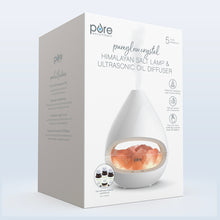 Load image into Gallery viewer, PureGlow™ Crystal Himalayan Salt Rock Lamp &amp; Essential Oil Diffuser - White | Packaging