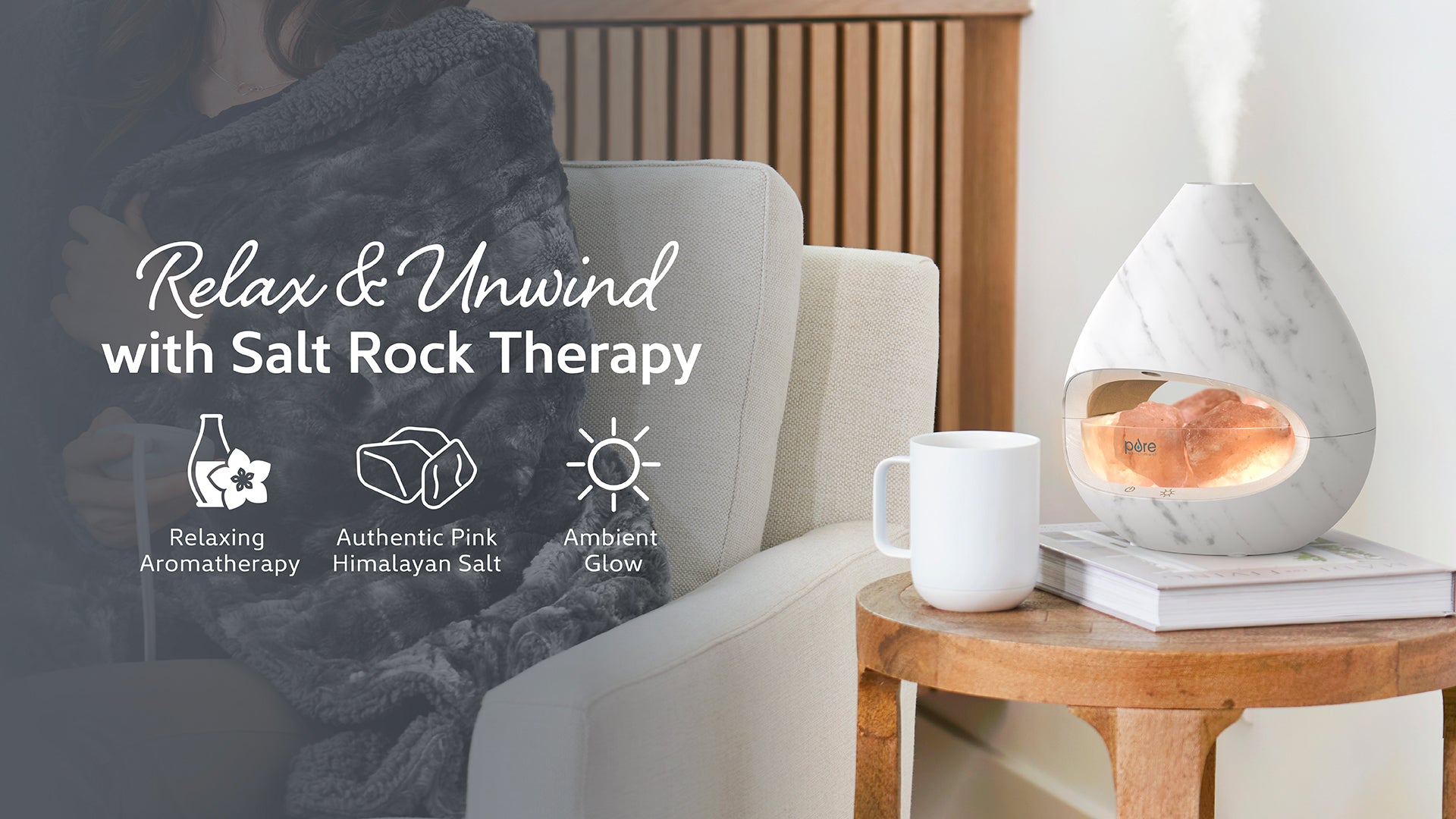 PureGlow™ Crystal Himalayan Salt Rock Lamp & Essential Oil
