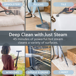 PureClean™ XL Rolling Steam Cleaner | Deep Clean With Just Steam - 45 Minutes Of Powerful Hot Steam Cleans A Variety Of Surfaces. Upholstery, Floors, Tile, Windows, Grease & Grime, And Carpet