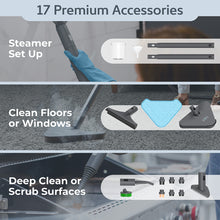 Load image into Gallery viewer, PureClean™ XL Rolling Steam Cleaner | 17 Premium Accessories, Steamer Set Up, Clean Floors And Windows, Deep Clean And Scrub Surfaces