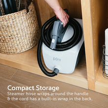 Load image into Gallery viewer, PureClean™ XL Rolling Steam Cleaner | Compact Storage - Steamer Hose Wraps Around The Handle &amp; The Cord Has A Built-In Wrap In The Back