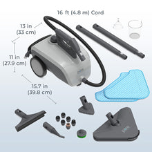 Load image into Gallery viewer, PureClean™ XL Rolling Steam Cleaner | Dimensions + What’s In The Box