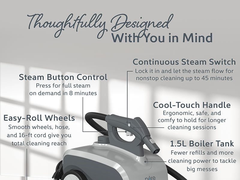 PureClean™ XL Rolling Steam Cleaner | Pure Enrichment®