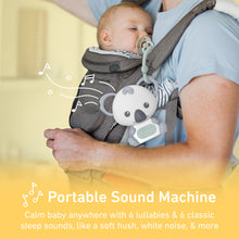 Load image into Gallery viewer, PureBaby® Hanging Koala Sound Machine. Calm baby anywhere with 6 lullabies &amp; 6 classic  sleep sounds, like a soft hush, white noise, &amp; more.
