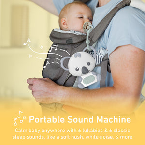 PureBaby® Hanging Koala Sound Machine. Calm baby anywhere with 6 lullabies & 6 classic  sleep sounds, like a soft hush, white noise, & more.