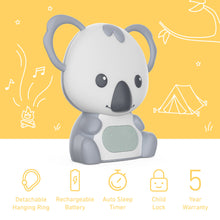 Load image into Gallery viewer, PureBaby® Hanging Koala Sound Machine Features a Detachable Hanging Ring, Rechargeable Battery, Auto  Sleep Timer and a Child Lock.
