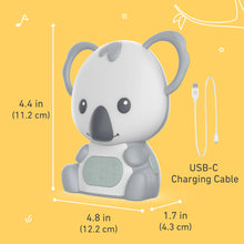 Load image into Gallery viewer, PureBaby® Hanging Koala Sound Machine Dimensions Image