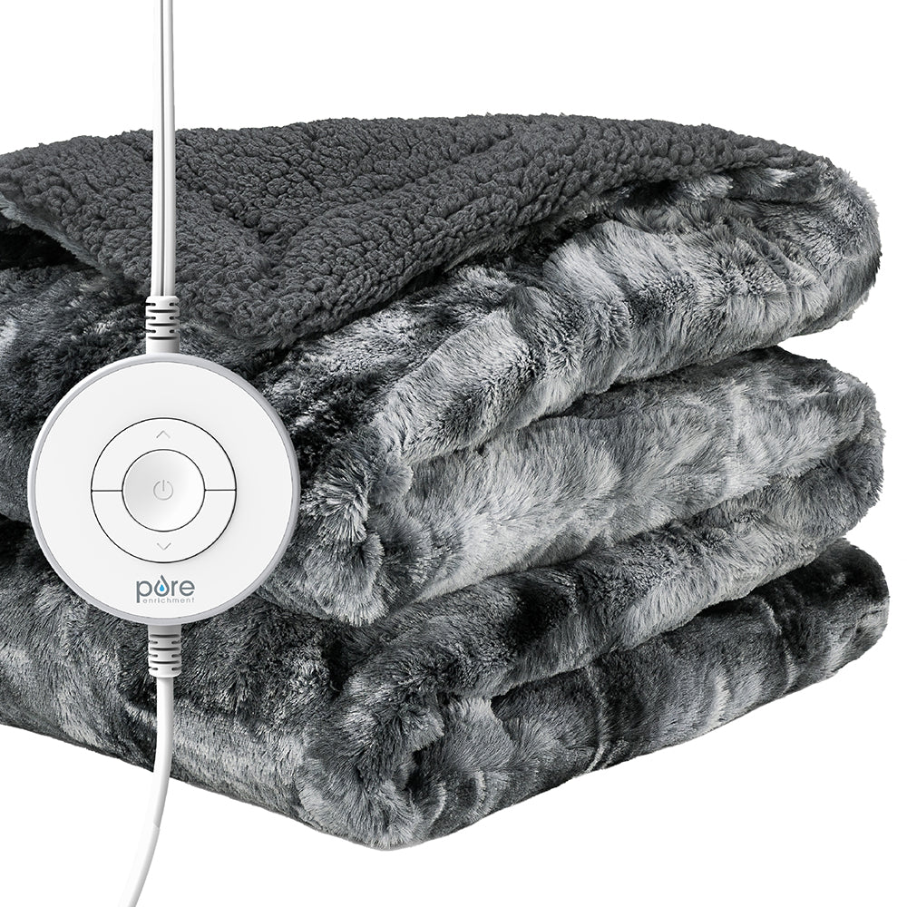 PureRadiance™ Luxury Heated Throw Blanket (Smoke) | Pure Enrichment®